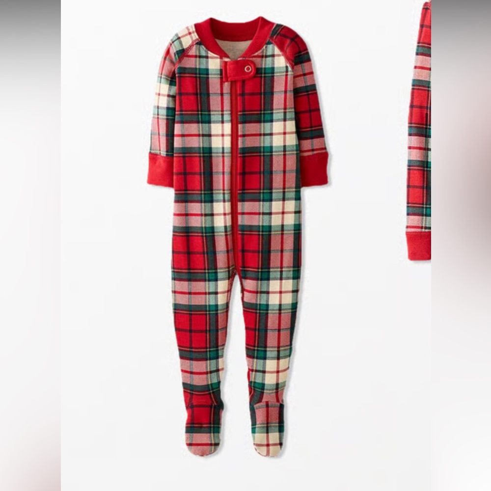 *Hanna Andersson Red and Green Plaid Kids Footie